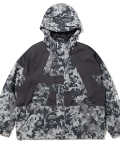 BAPE x Kazuki Kuraishi Silver Pixelate Camo Snowboard 2-Layer Jacket