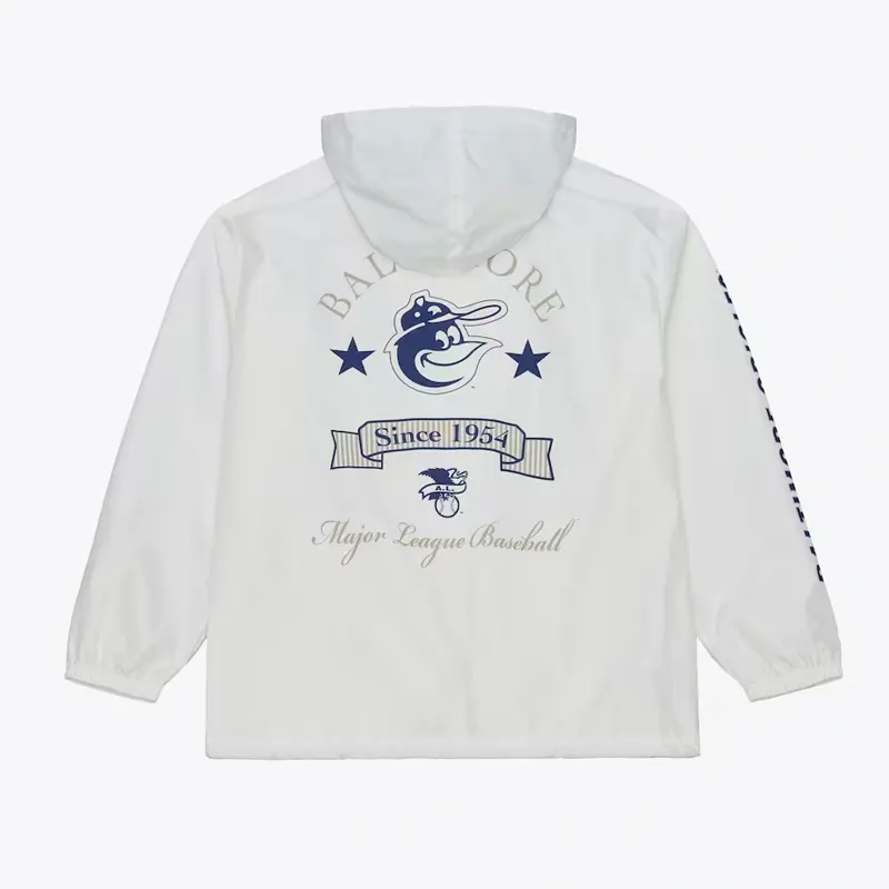 Baltimore Orioles White Yacht Rock Coaches Hooded Windbreaker Jacket - Image 2