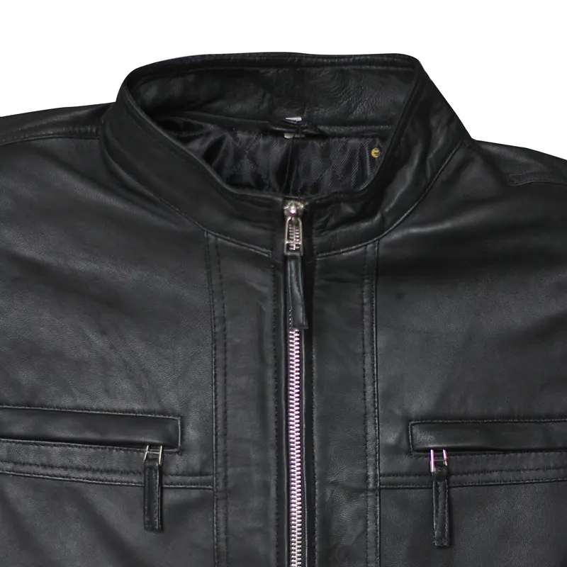 Premium Real Black Motorcycle Leather Vest For Men - Image 3