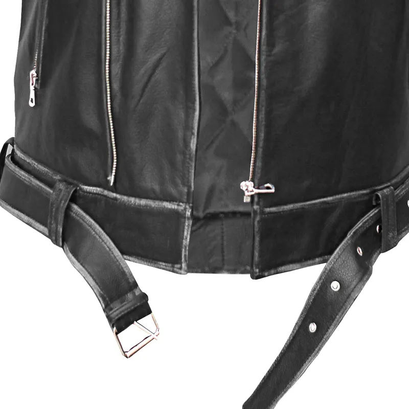 Men's Asymmetrical Zipper Biker Leather Jacket - Image 4