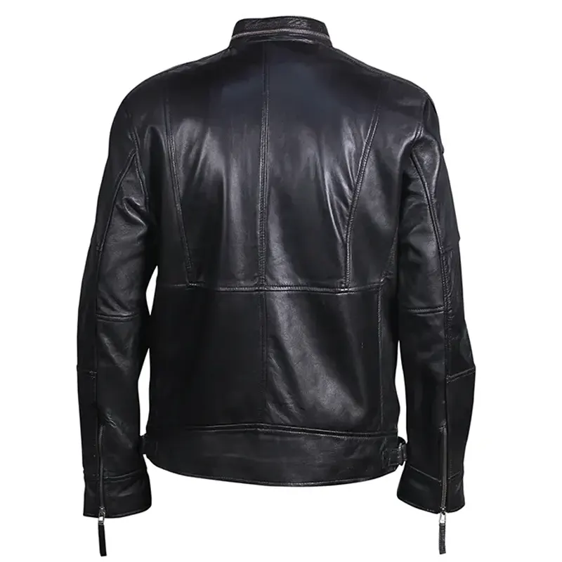 Distressed Dark Brown Biker Leather Jacket For Men - Image 10