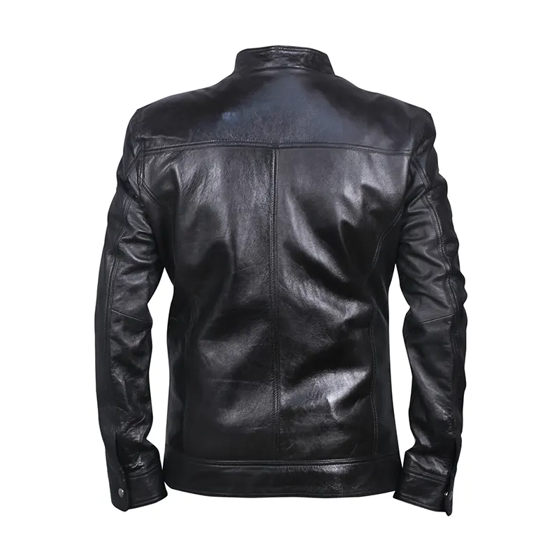 Men's Biker Black Leather Jacket - Image 2
