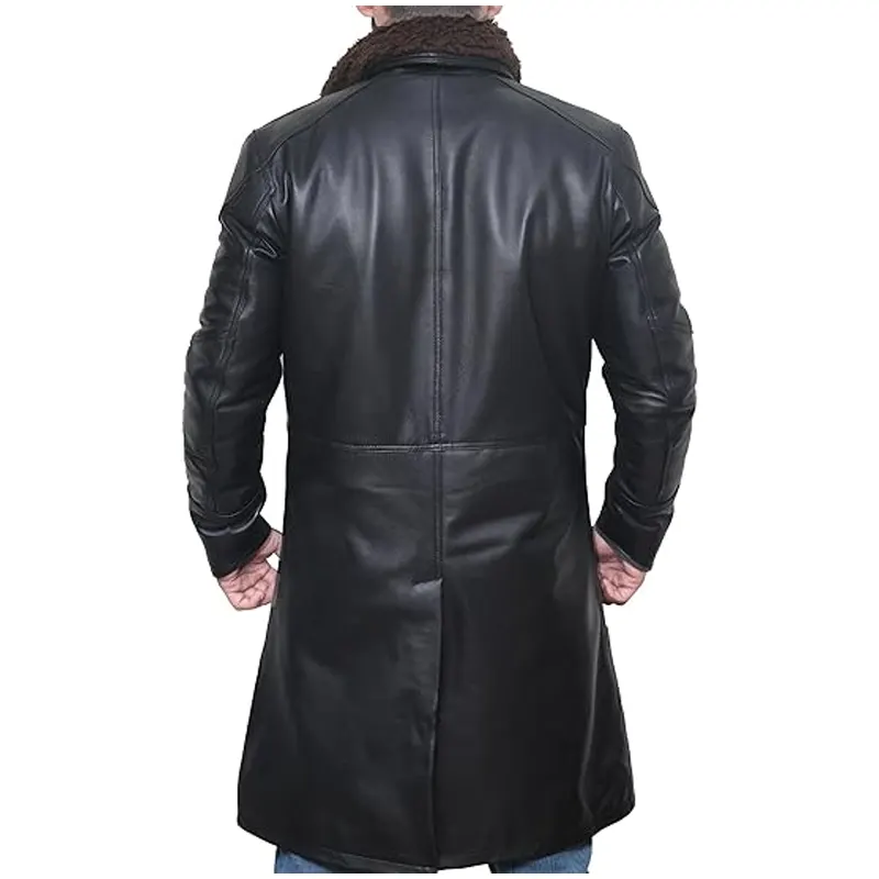 Men's Shearling Real Leather Trench Coat - Image 2