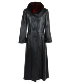 Black Real Leather Trench Coat