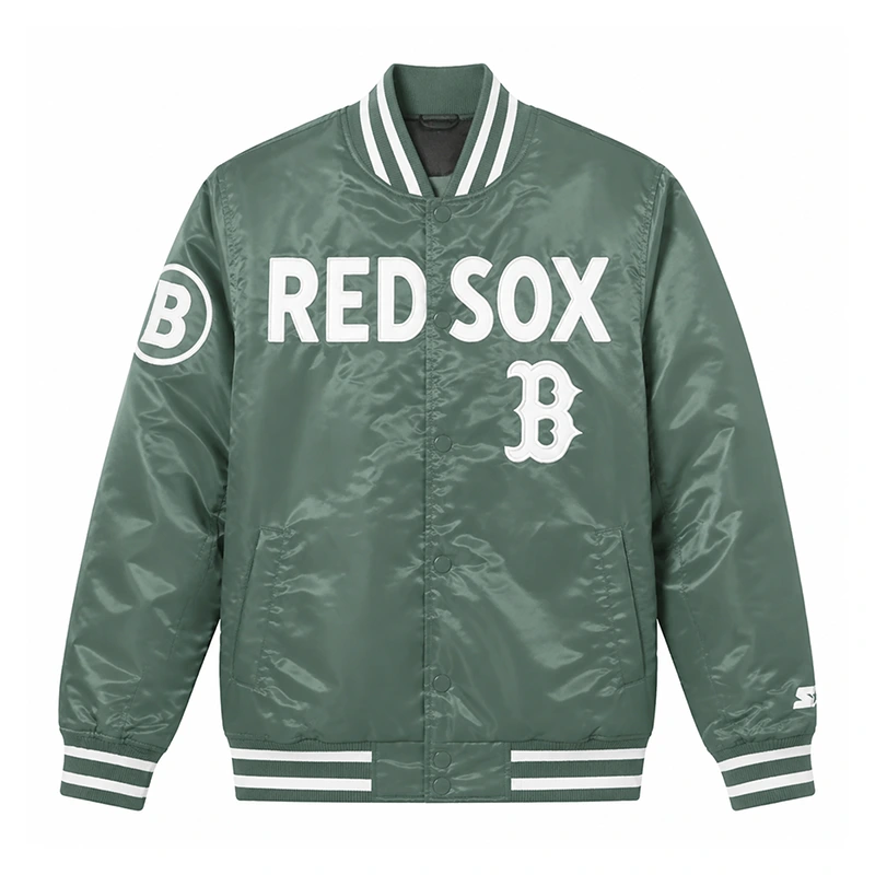 Boston Red Sox City Connect Green Satin Varsity Jacket