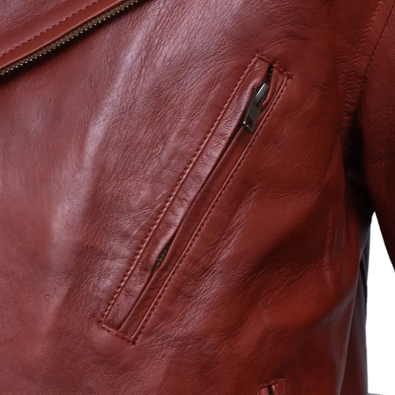 Men's Brando Motorcycle Brown Leather Jacket - Image 3