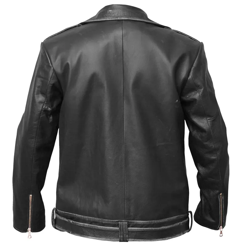 Men's Asymmetrical Zipper Biker Leather Jacket - Image 2