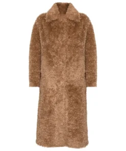 Camel Brown Faux Fur Coat