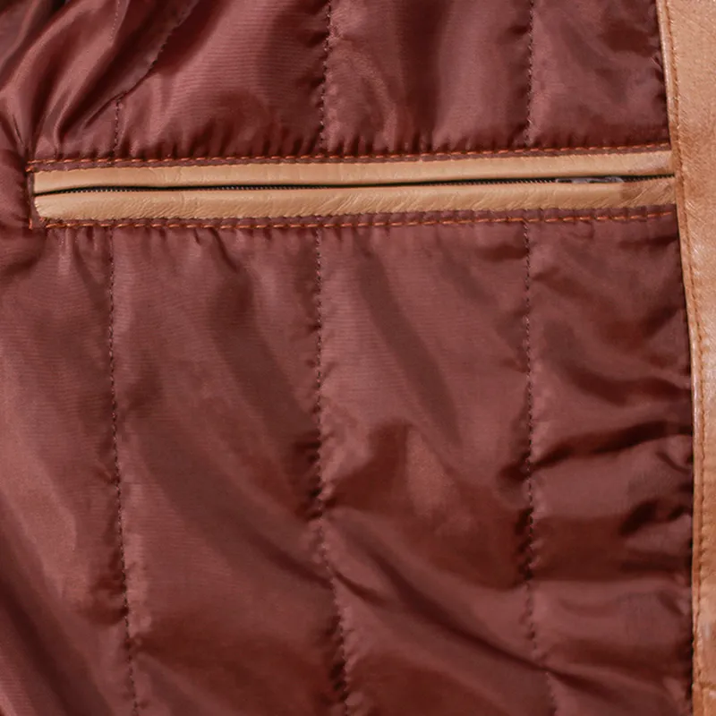 Men's Ionic Brown Biker Genuine Leather Jacket - Image 4
