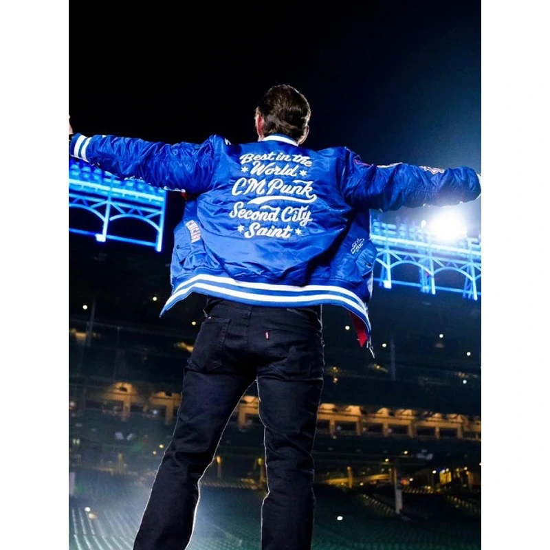 CM Punk Chicago Cubs Satin Jacket - Image 4