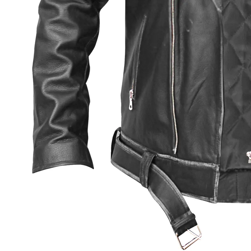 Men's Asymmetrical Zipper Biker Leather Jacket - Image 5