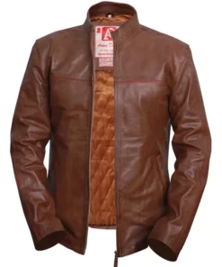 Cafe Racer Brown Biker Leather Jacket For Men's