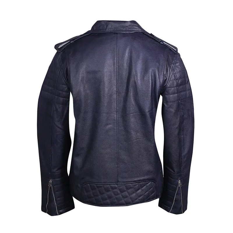 Men's Casual Biker Black Leather Jacket - Image 2