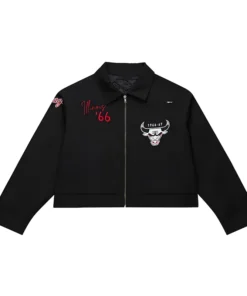 Chicago Bulls Black Mechanic Cropped Black Jacket