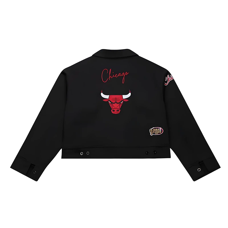 Chicago Bulls Black Mechanic Cropped Black Jacket - Image 2
