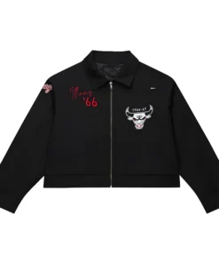 Chicago Bulls Black Mechanic Cropped Full-Zip Black Jacket