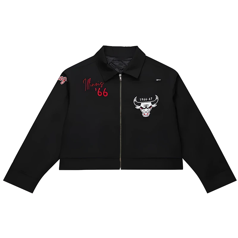 Chicago Bulls Black Mechanic Cropped Full-Zip Black Jacket