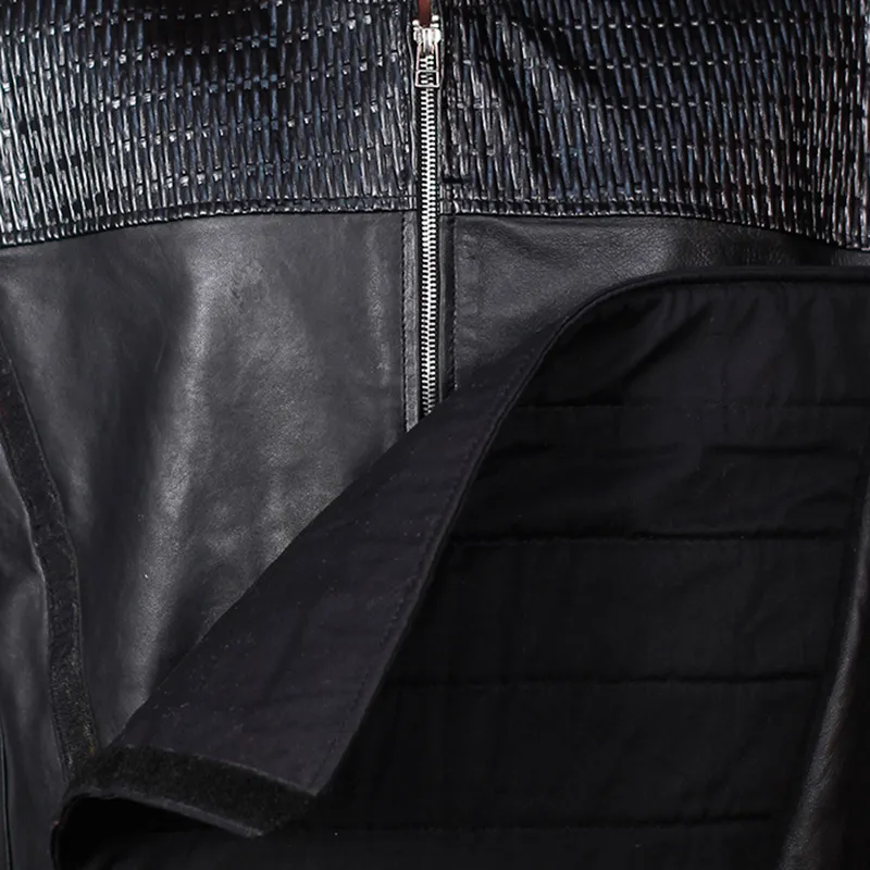 Women Long Cut Black Leather Motorcycle Vest - Image 3