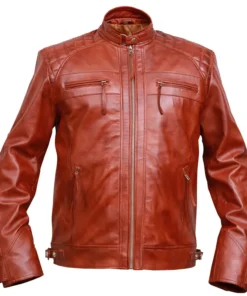 Classic Diamond Vintage Brown Biker Leather Jacket