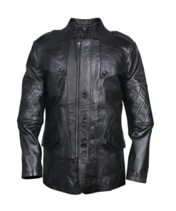Classical Biker Retro Genuine Leather Pea Coat
