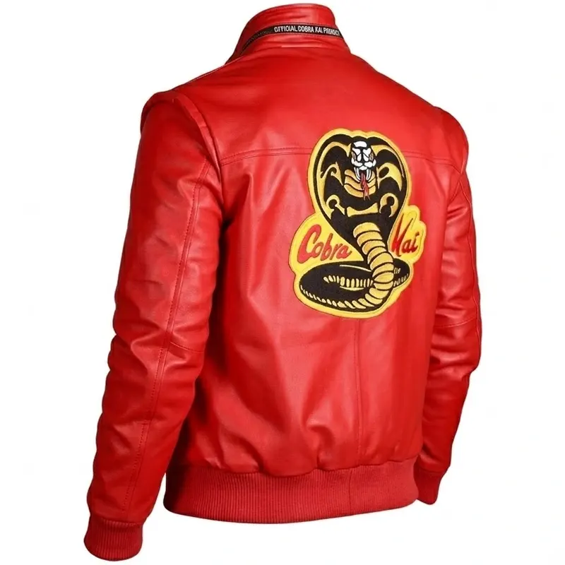 Cobra Kai Johnny Red Retro Leather Jacket - Image 2