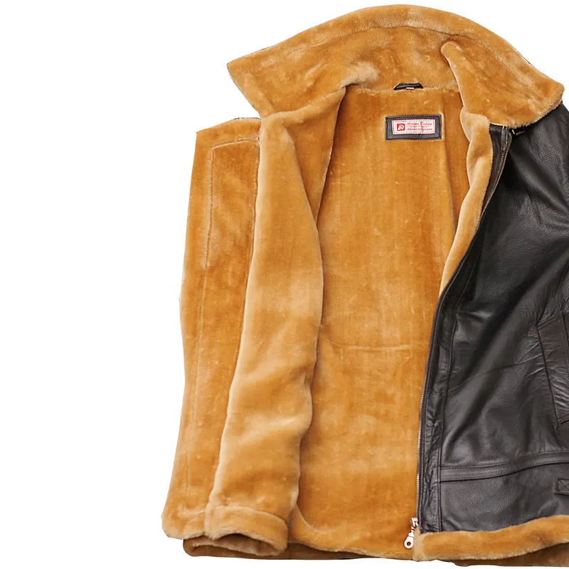 Flight Aviator Brown Shearling Leather Jacket - Image 3