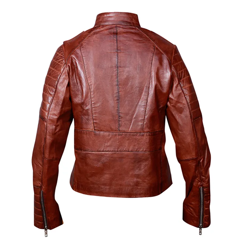 Men's Classic Cafe Racer Motorcycle Leather Jacket - Image 3
