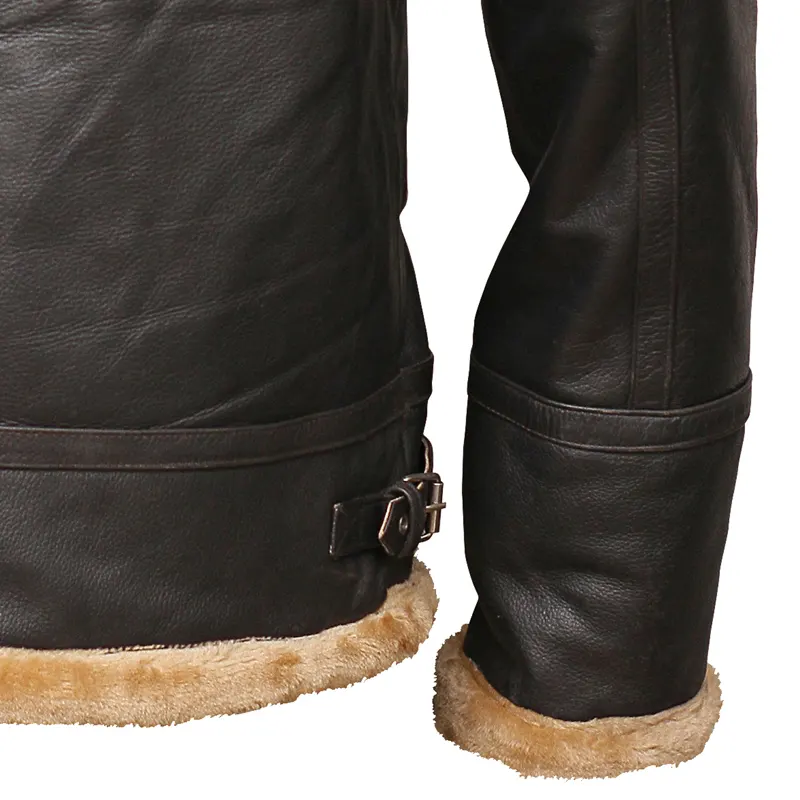Flight Aviator Brown Shearling Leather Jacket - Image 4
