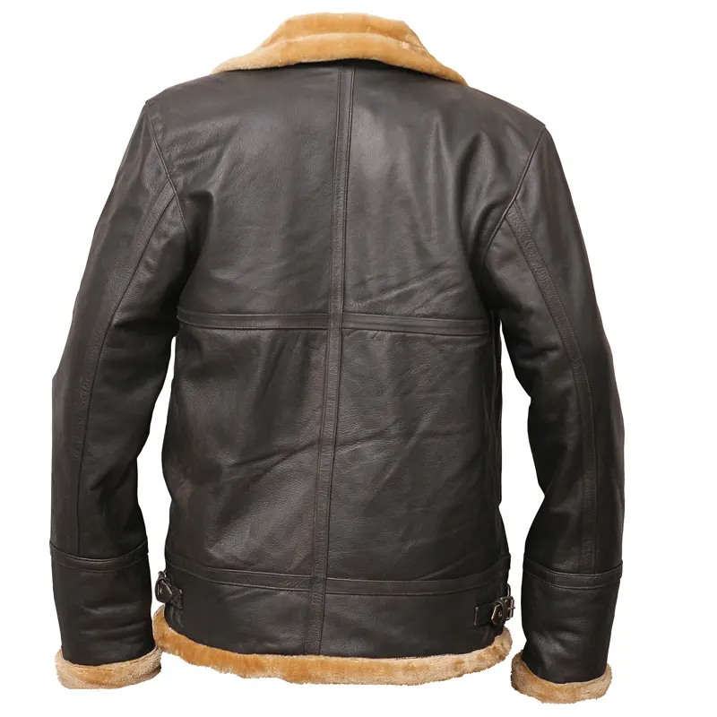 Flight Aviator Brown Shearling Leather Jacket - Image 7