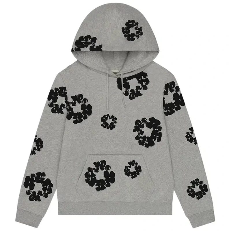 Denim Tears Black Cotton Wreath Grey Hoodie