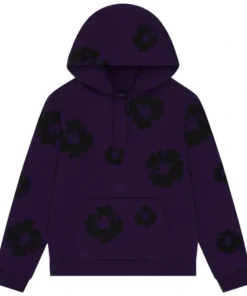 Denim Tears Black Cotton Wreath Purple Hoodie