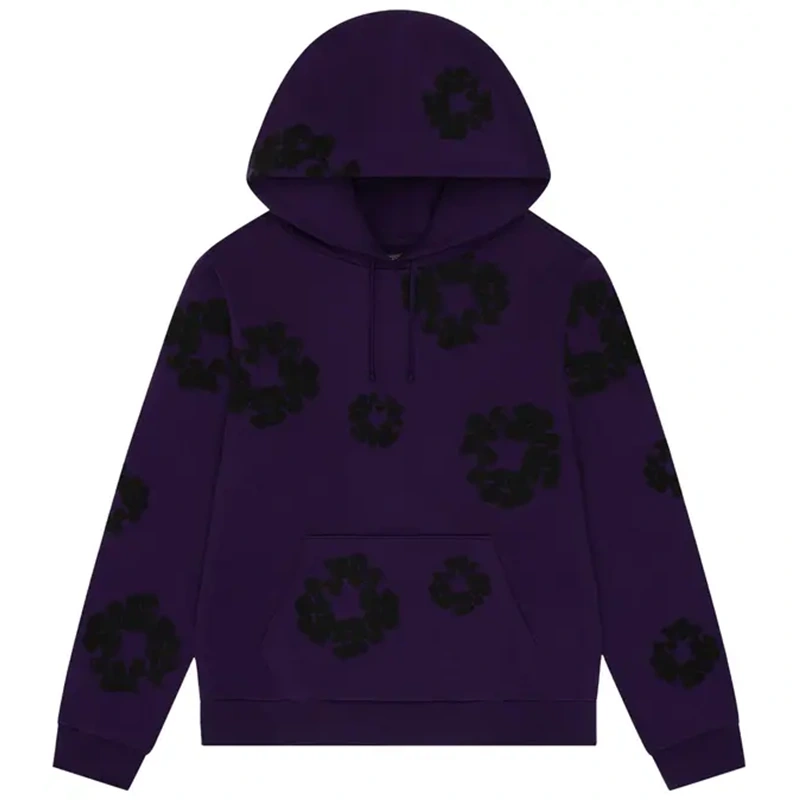 Denim Tears Black Cotton Wreath Purple Hoodie