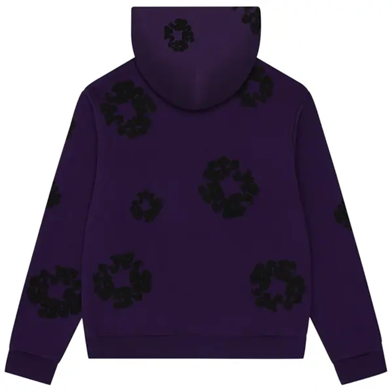 Denim Tears Black Cotton Wreath Purple Hoodie - Image 2