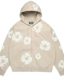 Denim Tears Cotton Wreath Cream Zip Hoodie