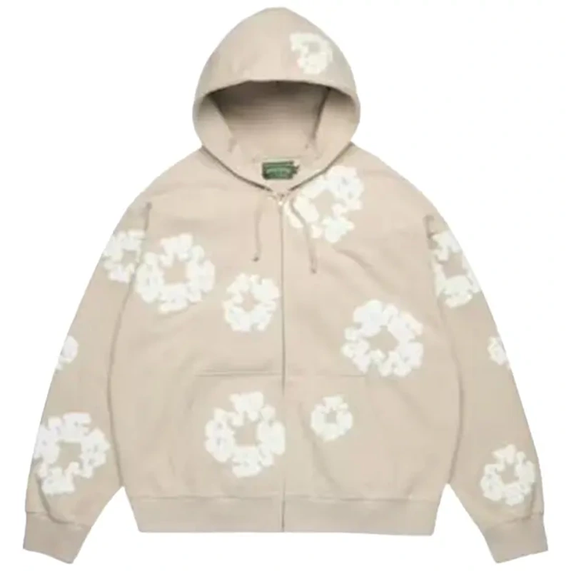 Denim Tears Cotton Wreath Cream Zip Hoodie