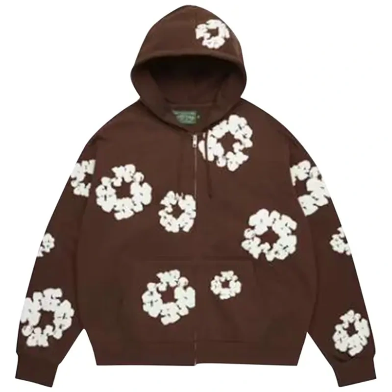 Denim Tears Cotton Wreath Dark Brown Zip Hoodie