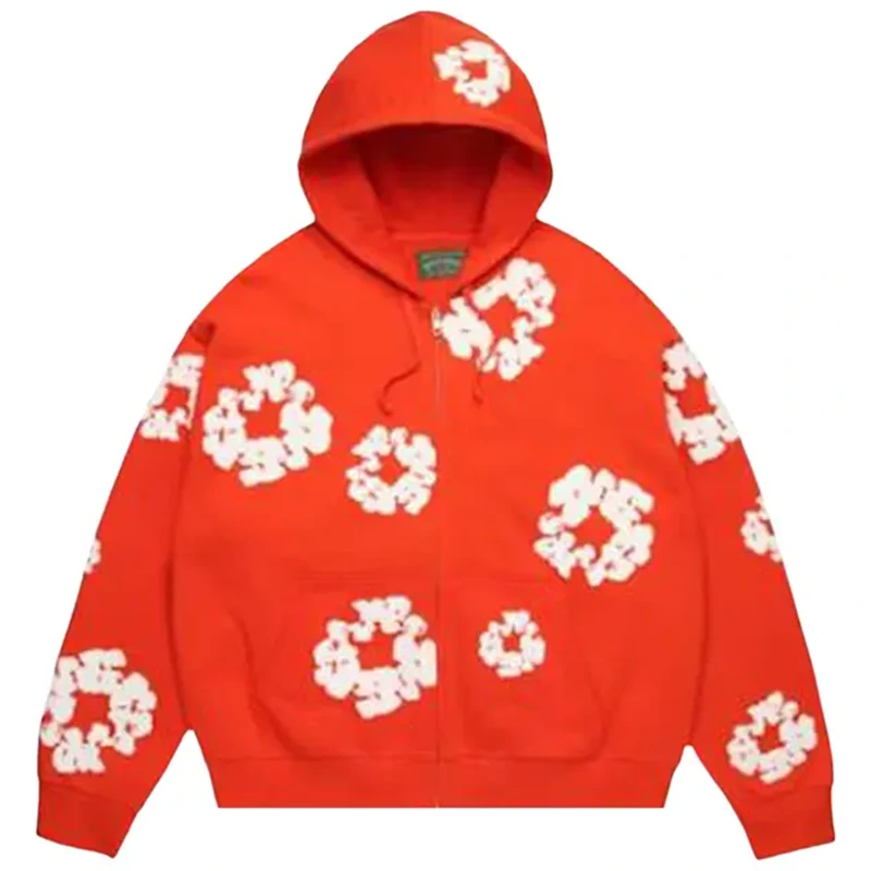 Denim Tears Cotton Wreath Dark Orange Zip Hoodie