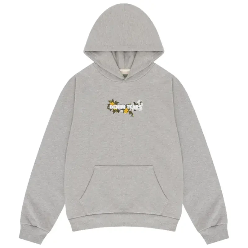 Denim Tears Embroidered Floral Grey Hoodie