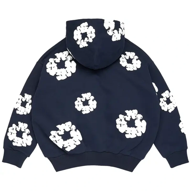 Denim Tears Cotton Wreath Navy Blue Zip Hoodie - Image 2