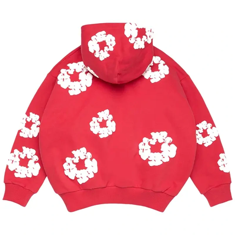 Denim Tears Cotton Wreath Red Zip Hoodie - Image 2