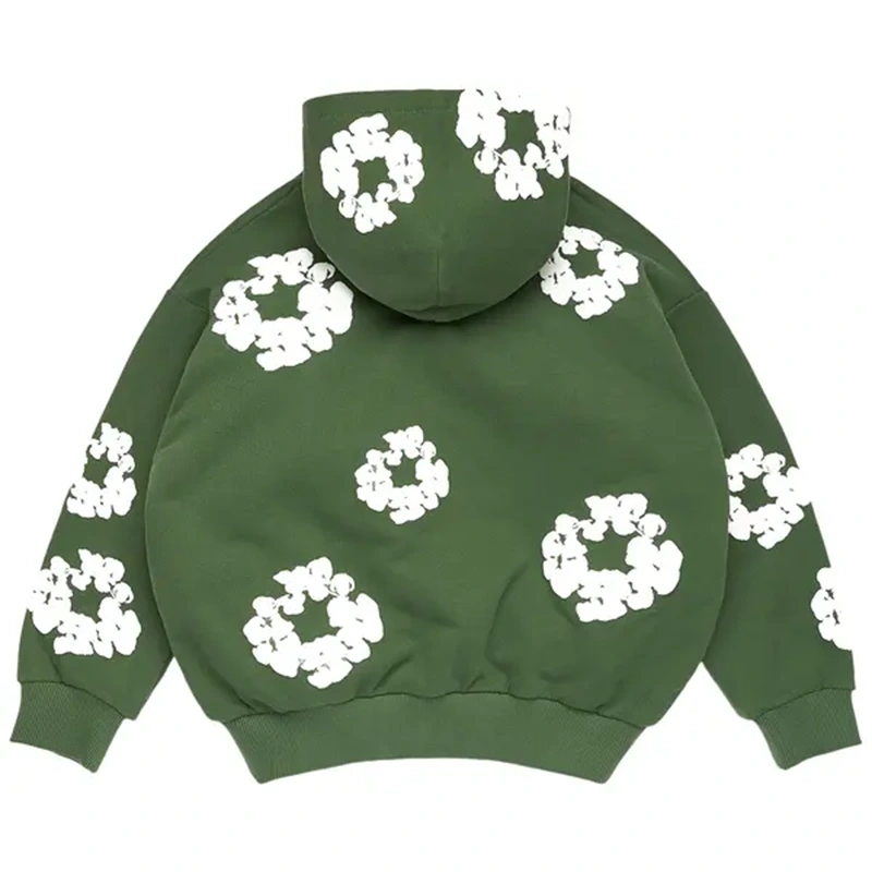 Denim Tears Cotton Wreath Zip Green Hoodie - Image 2