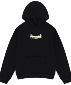Denim Tears Embroidered Floral Logo Black Hoodie