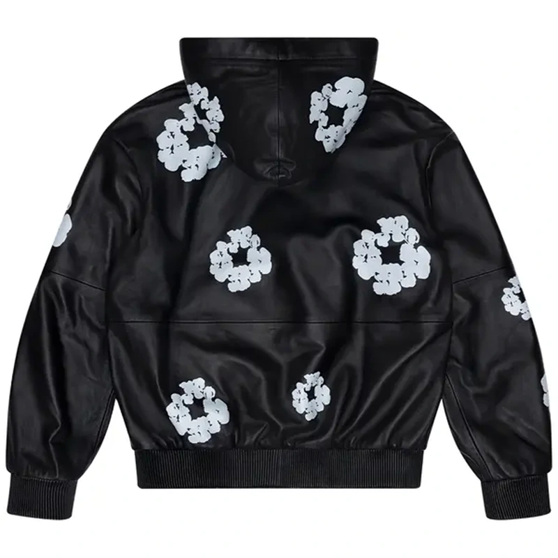 Denim Tears Leather Cotton Wreath Black Zip Hoodie - Image 2