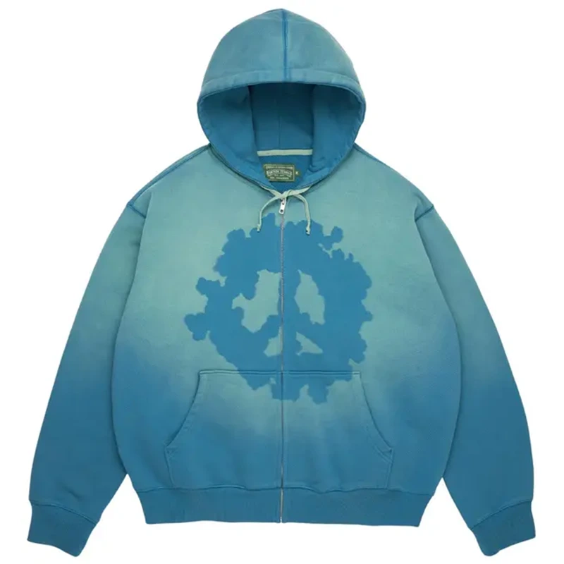 Denim Tears Peace Wreath Knockout Blue Zip Hoodie