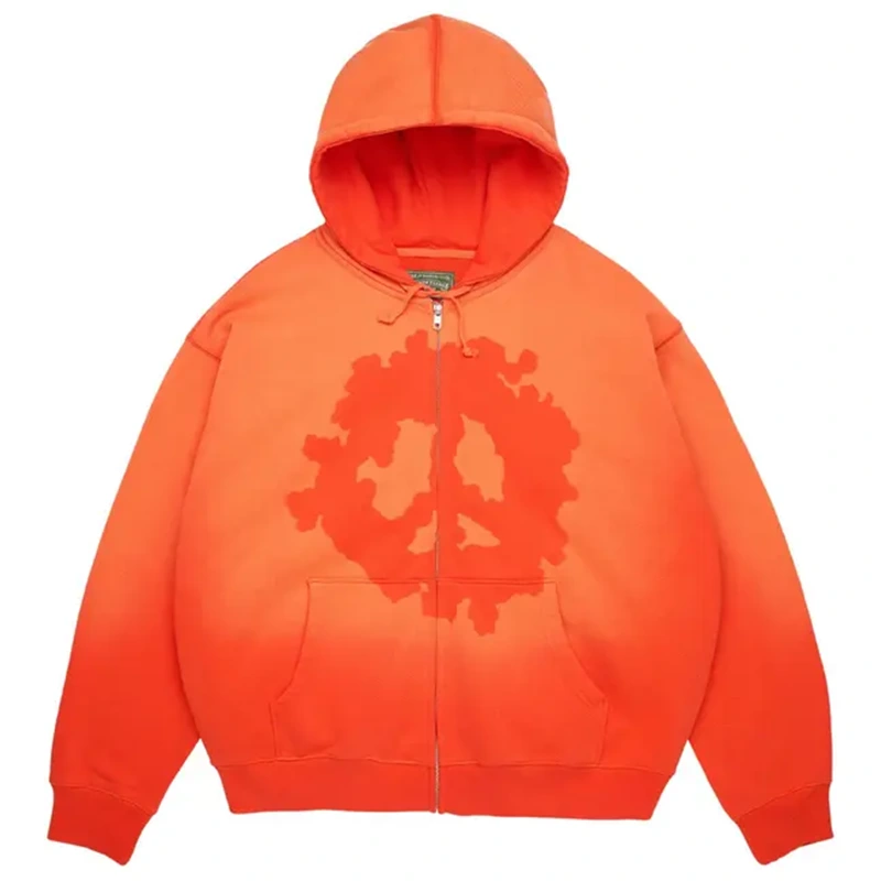 Denim Tears Peace Wreath Knockout Orange Zip Hoodie