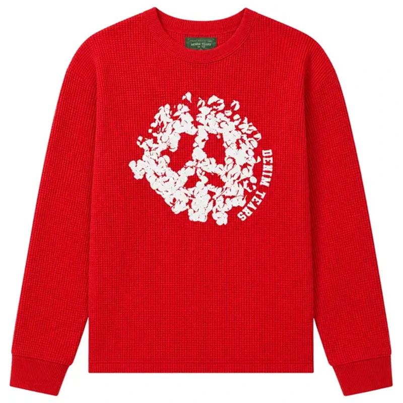 Denim Tears Peace Wreath Red Thermal Crewneck