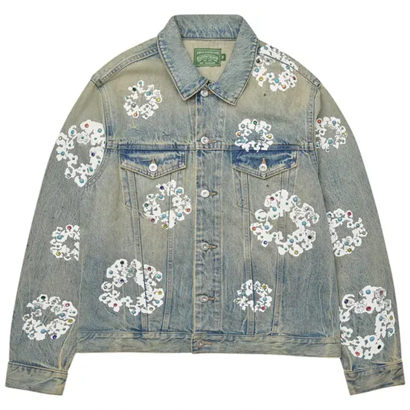 Denim Tears Studded Cotton Wreath Denim Jacket