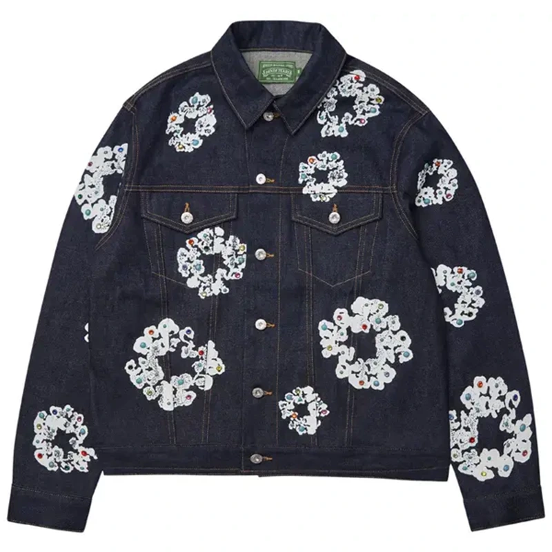 Denim Tears Studded Cotton Wreath Selvedge Denim Jacket