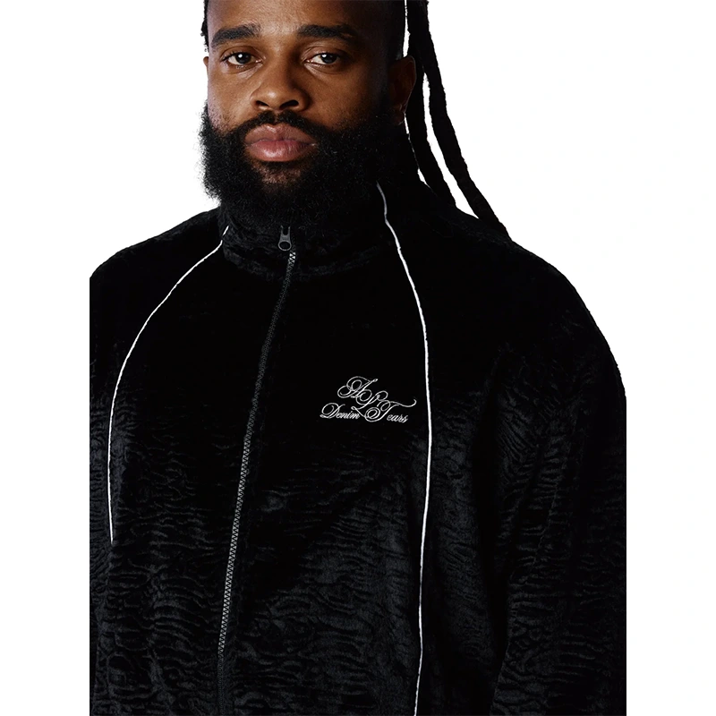 Denim Tears x André Leon Talley Faux Astrakhan Track Jacket - Image 4