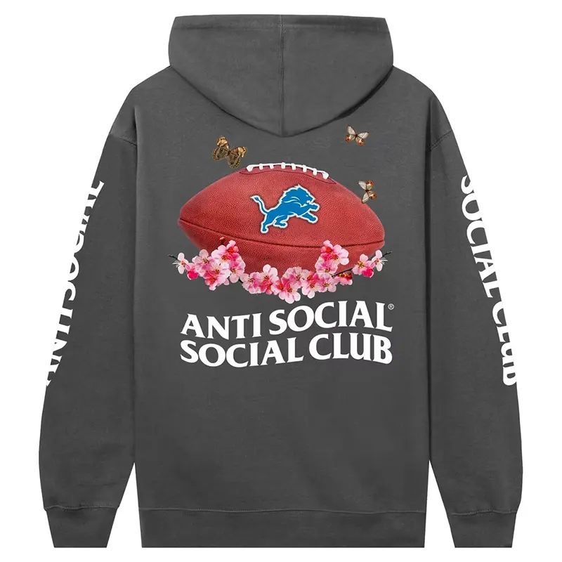 Detroit Lions AntiSocialSocialClub x NFL Charcoal Impact Blossom Hoodie - Image 3